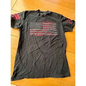 Grunt Style Graphic Tee Mens Medium Black Patriotic American Flag Military 1776